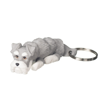 Sznaucer brelok 3D szary z białą brodą pies do kluczy